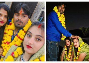 पति के लिए दो पत्नियों ने करवा चौथ का व्रत रखा, पूजा की तस्वीरें सोशल मीडिया पर वायरल