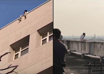 बिल्डिंग से पांव लटकाकर कूदने की कोशिश कर रही लड़की की फोन पर रोती हुई वीडियो, जान बचाने का अनमोल पल