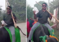 ई बिहार बा… वैशाली में भैंस पर चढ़कर वोट डालने पहुंचा शख्स- VIDEO