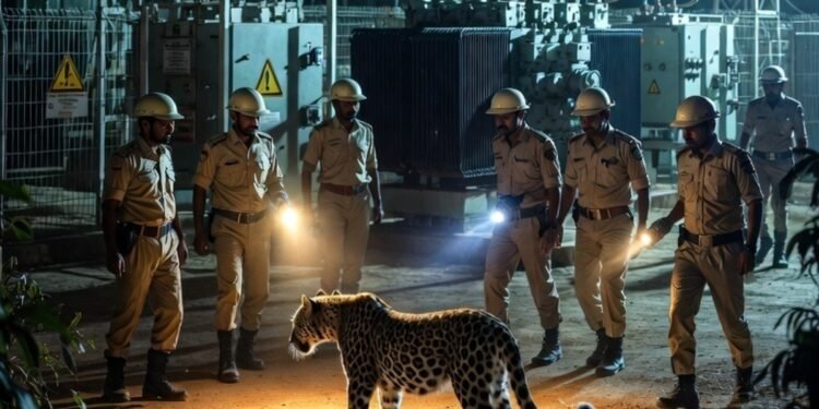 जब आधी रात 400 KV सबस्टेशन में घुस आया तेंदुआ, बिजली कर्मियों ने दिखाई बहादुरी, पकड़ा गया