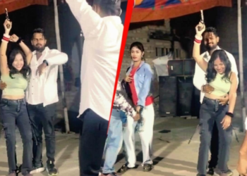 बिहार के बेतिया में ऑर्केस्ट्रा डांसर ने सिपाही की सरकारी पिस्टल लहराई, पुलिस जवान ने भी लगाए ठुमके-देखें वायरल वीडियो