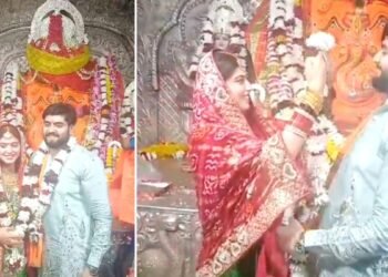 जिस विख्यात मंदिर के गर्भगृह में एंट्री बैन, वहां नवविवाहित पत्नी को लेकर पहुंचा BJP विधायक का बेटा, पहनाई वरमाला