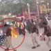 मैहर: कांग्रेस के प्रदर्शन में बवाल, आग की लपटों में घिरे ट्रैफिक पुलिस अधिकारी, पेट्रोल के छींटों से वर्दी में लगी आग