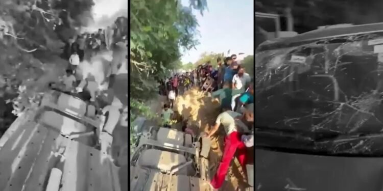 गुरुग्राम: बीच सड़क खुदे गड्ढे में गिरी महिला प्रोफेसर की कार, टला बड़ा हादसा- VIDEO