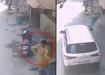 घर से निकलते ही कुछ दूर चलते ही रौंद गई तेज रफ्तार कार, CCTV में कैद हुई घटना