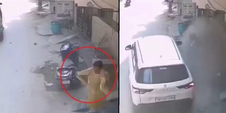 घर से निकलते ही कुछ दूर चलते ही रौंद गई तेज रफ्तार कार, CCTV में कैद हुई घटना