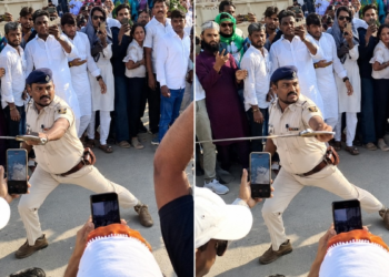 मुहर्रम में वर्दी पहनकर तलवार लहराने वाले पुलिसकर्मी को शो-कॉज नोटिस