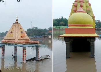 उज्जैन में आफत की बारिश: उफान पर शिप्रा नदी, राम घाट के कई मंदिर पानी में डूबे- VIDEO