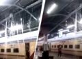 बारिश शुरू हुई और भोपाल रेलवे स्टेशन की छत से बहने लगा झरना, VIDEO वायरल