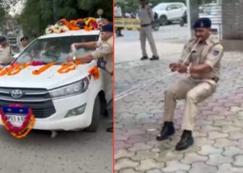 रस्सी बांधकर दांतों से खींची IG की गाड़ी! ग्वालियर में अरविंद सक्सेना को मिली अनोखी विदाई