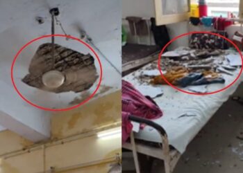 मां ने बच्ची का पलंग बदला और चंद मिनट बाद गिरा प्लास्टर, ग्वालियर के अस्पताल में बाल-बाल बची जान
