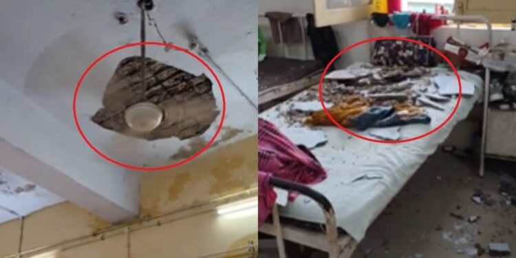 मां ने बच्ची का पलंग बदला और चंद मिनट बाद गिरा प्लास्टर, ग्वालियर के अस्पताल में बाल-बाल बची जान