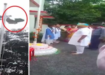 पन्ना में BJP विधायक के ध्वजारोहण के दौरान जमीन पर गिरा तिरंगा, वीडियो वायरल