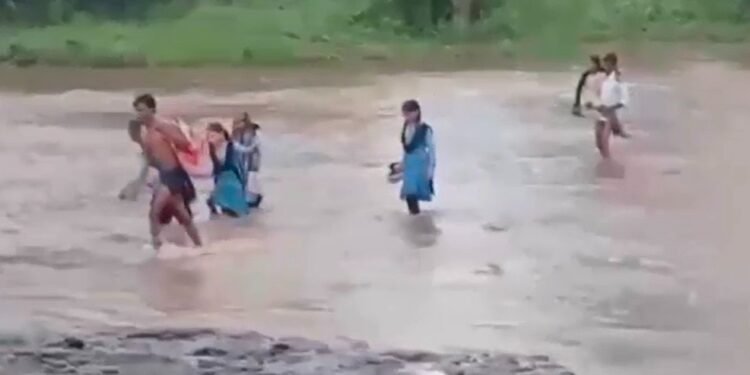 VIDEO: कभी कंधे पर तो कभी उफनते पानी में… सिवनी में ऐसे स्कूल जाते हैं बच्चे