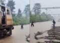 आगे लाल झंडी लेकर चलता रहा रेलकर्मी, पीछे पानी चीरती चलती रही ट्रेन… पटरियों पर चढ़ा 3 फीट पानी