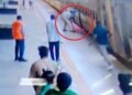 मौत के मुंह से खींच लाया RPF जवान, प्लेटफॉर्म और चलती ट्रेन के नीचे जाने से बची महिला; CCTV में कैद हुआ हादसा