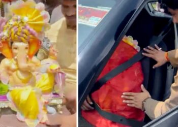 कार में आगे बैठाए, फिर प्यार से बांधा सीट बेल्ट… जब अनोखे अंदाज में बप्पा को घर लाए भक्त, देखें खूबसूरत नजारा