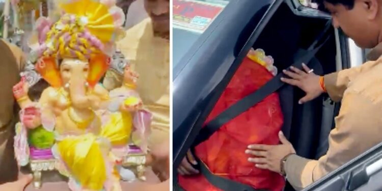 कार में आगे बैठाए, फिर प्यार से बांधा सीट बेल्ट… जब अनोखे अंदाज में बप्पा को घर लाए भक्त, देखें खूबसूरत नजारा