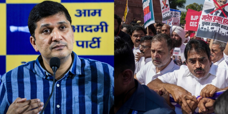 AAP नेता हटे तो कांग्रेस वाले डटे! EC के खिलाफ प्रदर्शन में दोनों पार्टियों में ‘क्रेडिट वॉर’