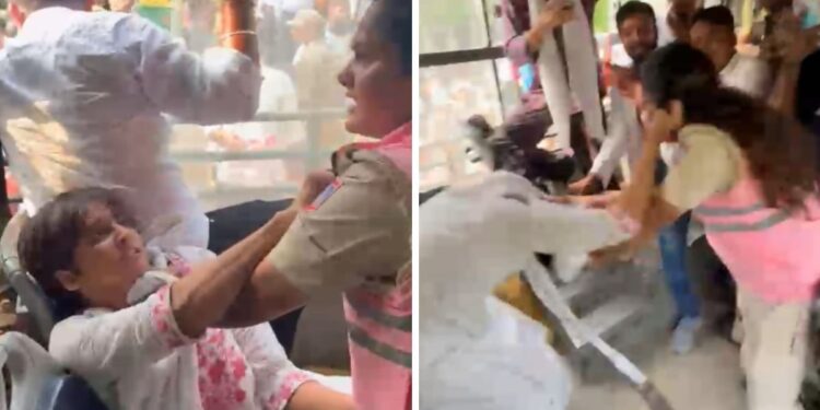 बस में पकड़े एक-दूसरे के बाल, फिर जमकर थप्पड़बाजी… NSUI कार्यकर्ता और पुलिस में मारपीट का VIDEO